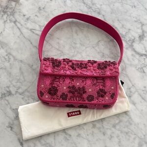 Staud TOMMY BEADED BAG BLOSSOM GARDEN PARTY pink